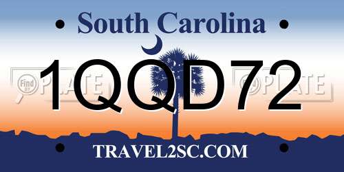 1QQD72 South Carolina License Plate