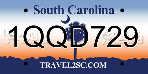 1QQD729 South Carolina License Plate