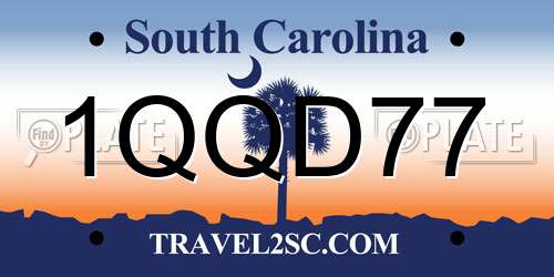 1QQD77 South Carolina License Plate