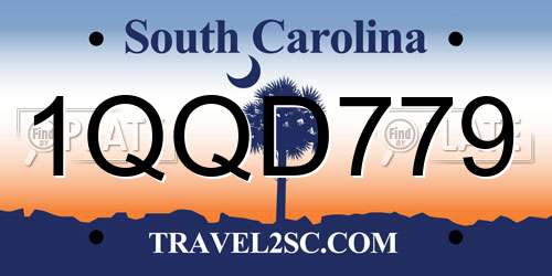 1QQD779 South Carolina License Plate