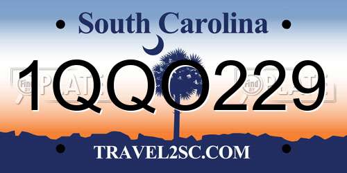 1QQO229 South Carolina License Plate