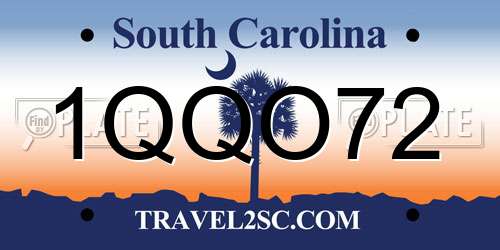 1QQO72 South Carolina License Plate