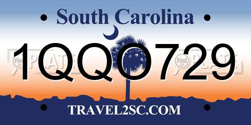 1QQO729 South Carolina License Plate