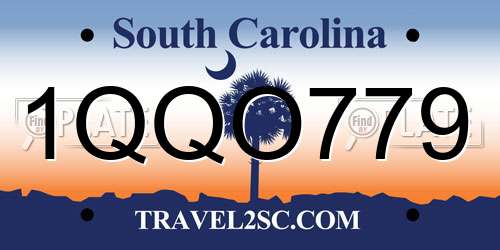 1QQO779 South Carolina License Plate