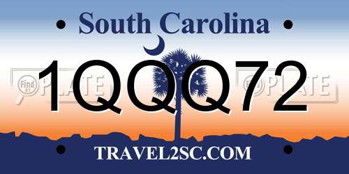 1QQQ72 South Carolina License Plate