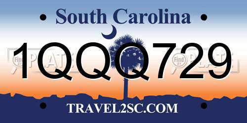1QQQ729 South Carolina License Plate