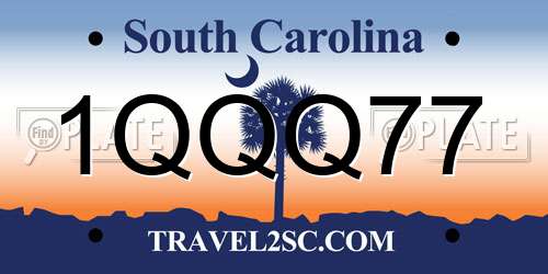 1QQQ77 South Carolina License Plate