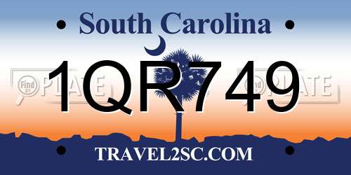 1QR749 South Carolina License Plate