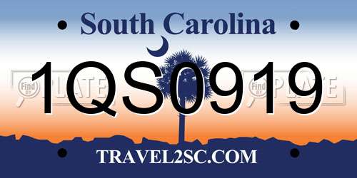 1QS0919 South Carolina License Plate