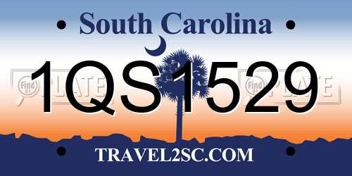 1QS1529 South Carolina License Plate