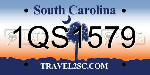 1QS1579 South Carolina License Plate