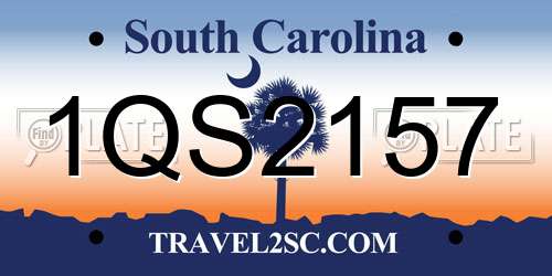 1QS2157 South Carolina License Plate