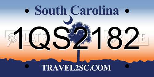 1QS2182 South Carolina License Plate