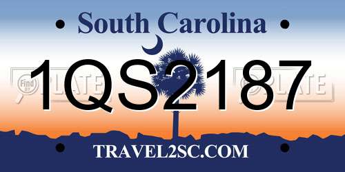1QS2187 South Carolina License Plate