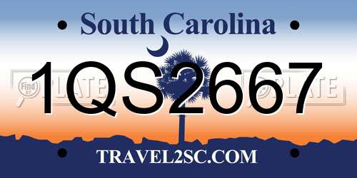 1QS2667 South Carolina License Plate