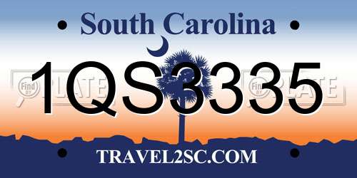 1QS3335 South Carolina License Plate