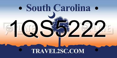 1QS5222 South Carolina License Plate