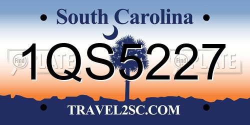 1QS5227 South Carolina License Plate