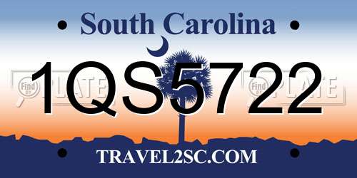 1QS5722 South Carolina License Plate