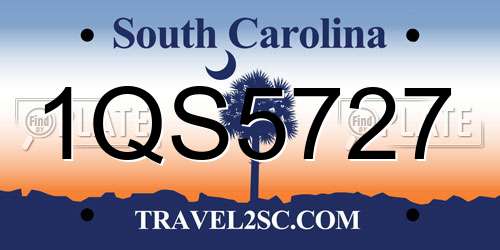 1QS5727 South Carolina License Plate