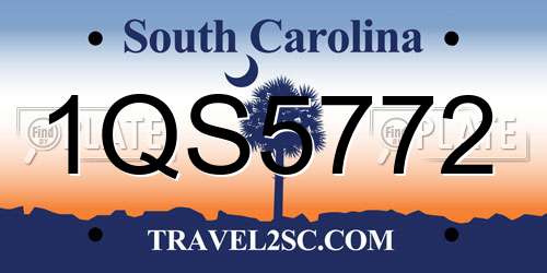 1QS5772 South Carolina License Plate