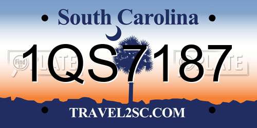 1QS7187 South Carolina License Plate