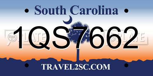1QS7662 South Carolina License Plate