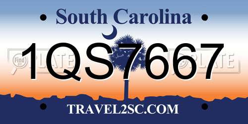 1QS7667 South Carolina License Plate