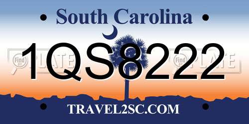 1QS8222 South Carolina License Plate