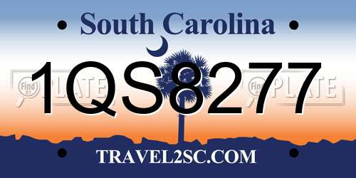 1QS8277 South Carolina License Plate