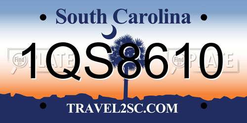 1QS8610 South Carolina License Plate