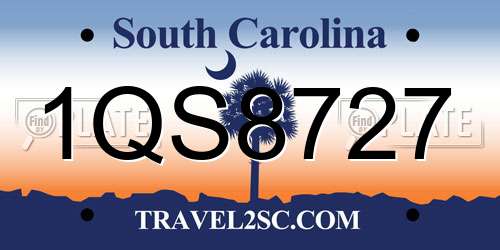 1QS8727 South Carolina License Plate