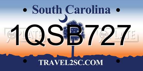 1QSB727 South Carolina License Plate