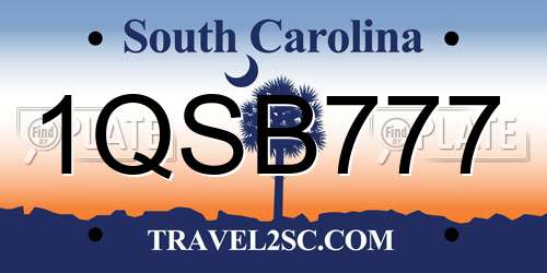 1QSB777 South Carolina License Plate