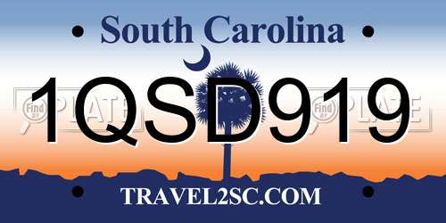 1QSD919 South Carolina License Plate