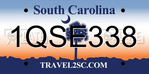 1QSE338 South Carolina License Plate