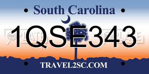 1QSE343 South Carolina License Plate