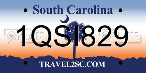 1QSI829 South Carolina License Plate