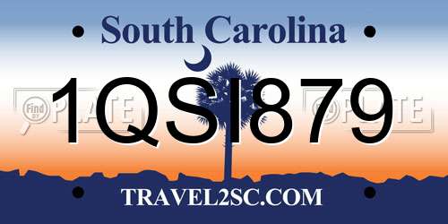 1QSI879 South Carolina License Plate