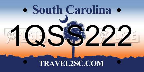 1QSS222 South Carolina License Plate