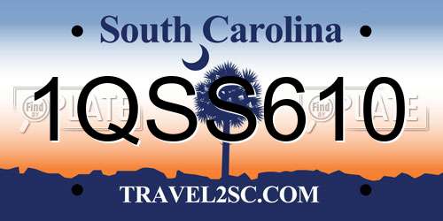1QSS610 South Carolina License Plate
