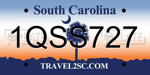 1QSS727 South Carolina License Plate