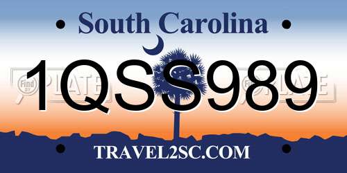 1QSS989 South Carolina License Plate