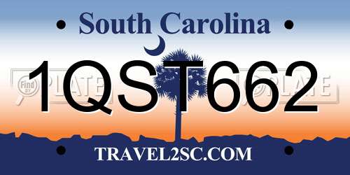 1QST662 South Carolina License Plate