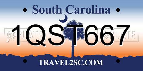 1QST667 South Carolina License Plate