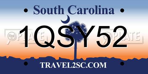 1QSY52 South Carolina License Plate