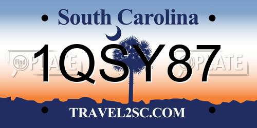 1QSY87 South Carolina License Plate