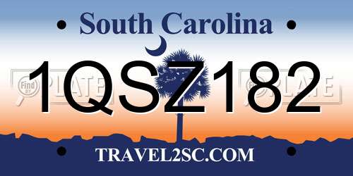 1QSZ182 South Carolina License Plate
