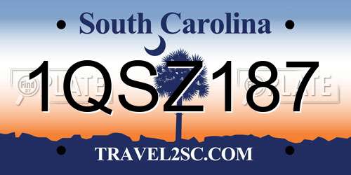 1QSZ187 South Carolina License Plate