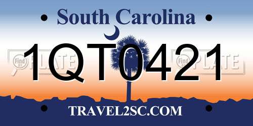 1QT0421 South Carolina License Plate